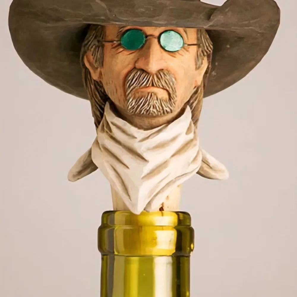 Rustic Cowboy Bottle Stopper - Brown Hat and White Bandana